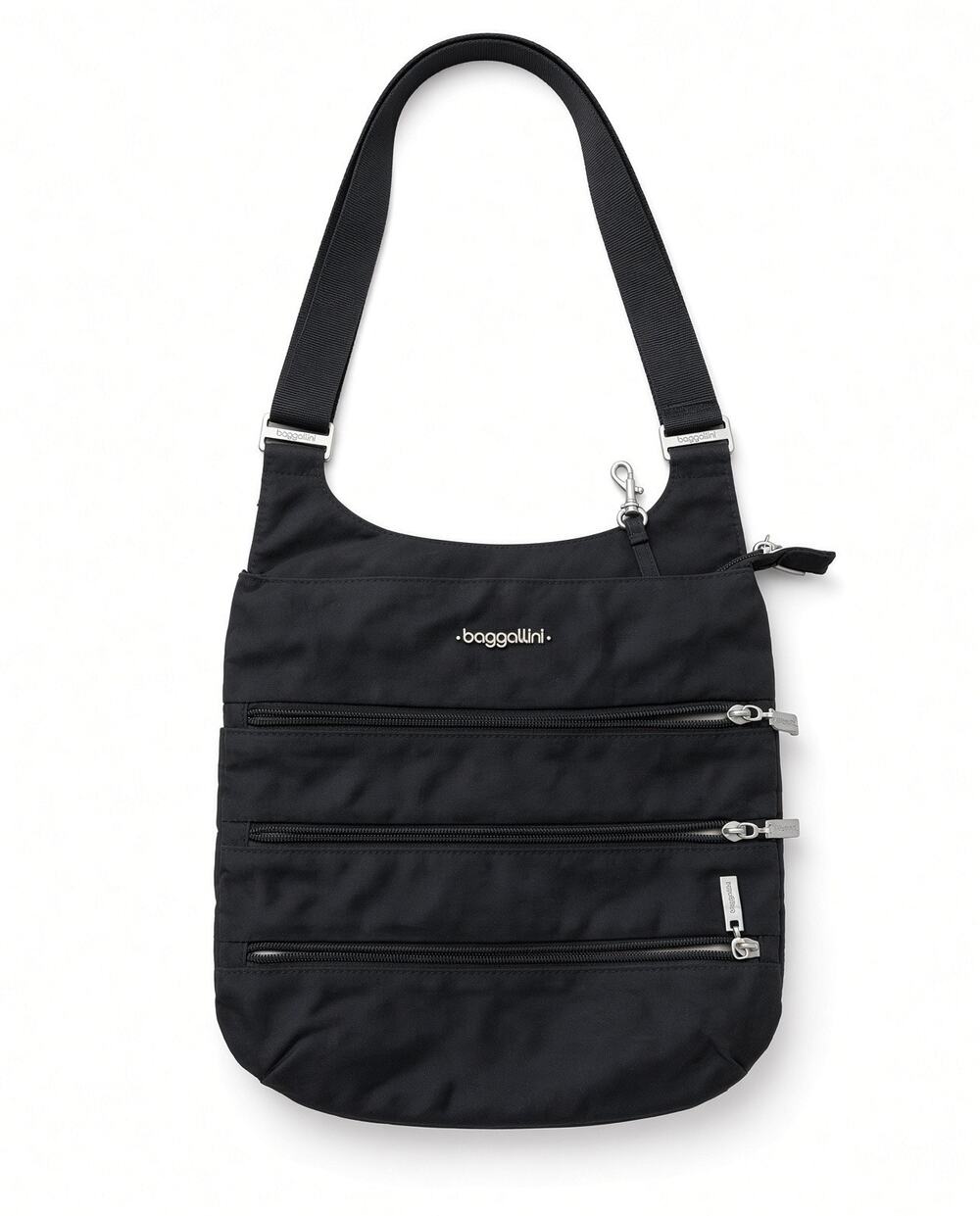 Baggallini Big Zipper Black Nylon Crossbody Travel Organizer Bag